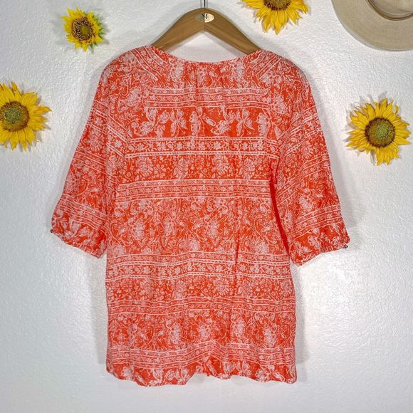 Just My Size Floral Golden Metal Button Peasant Blouse Plus Size 1X Women’s - Picture 5 of 6